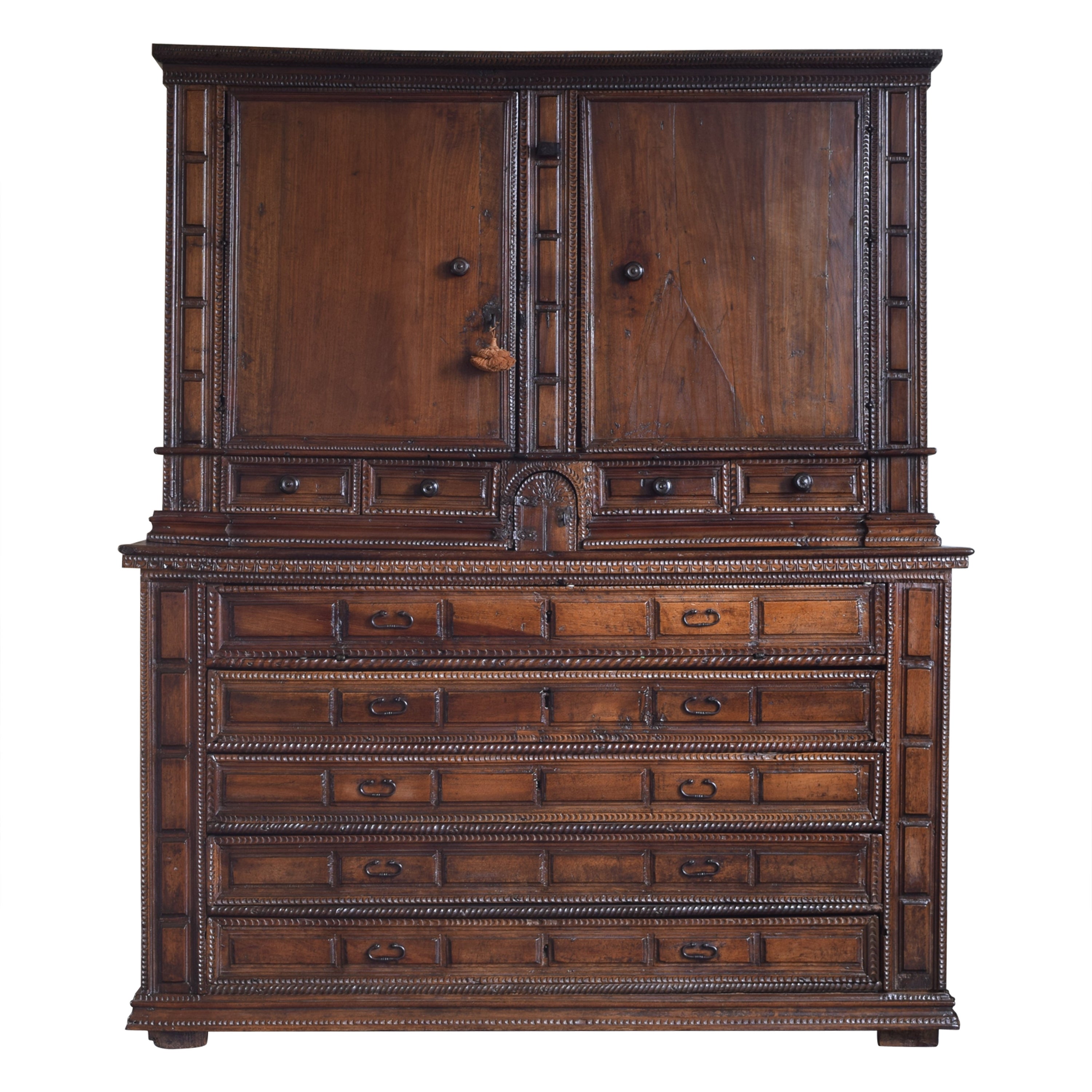 Italian Baroque Period Carved Walnut Sacristy Cabinet, Mid to Late 17th Century