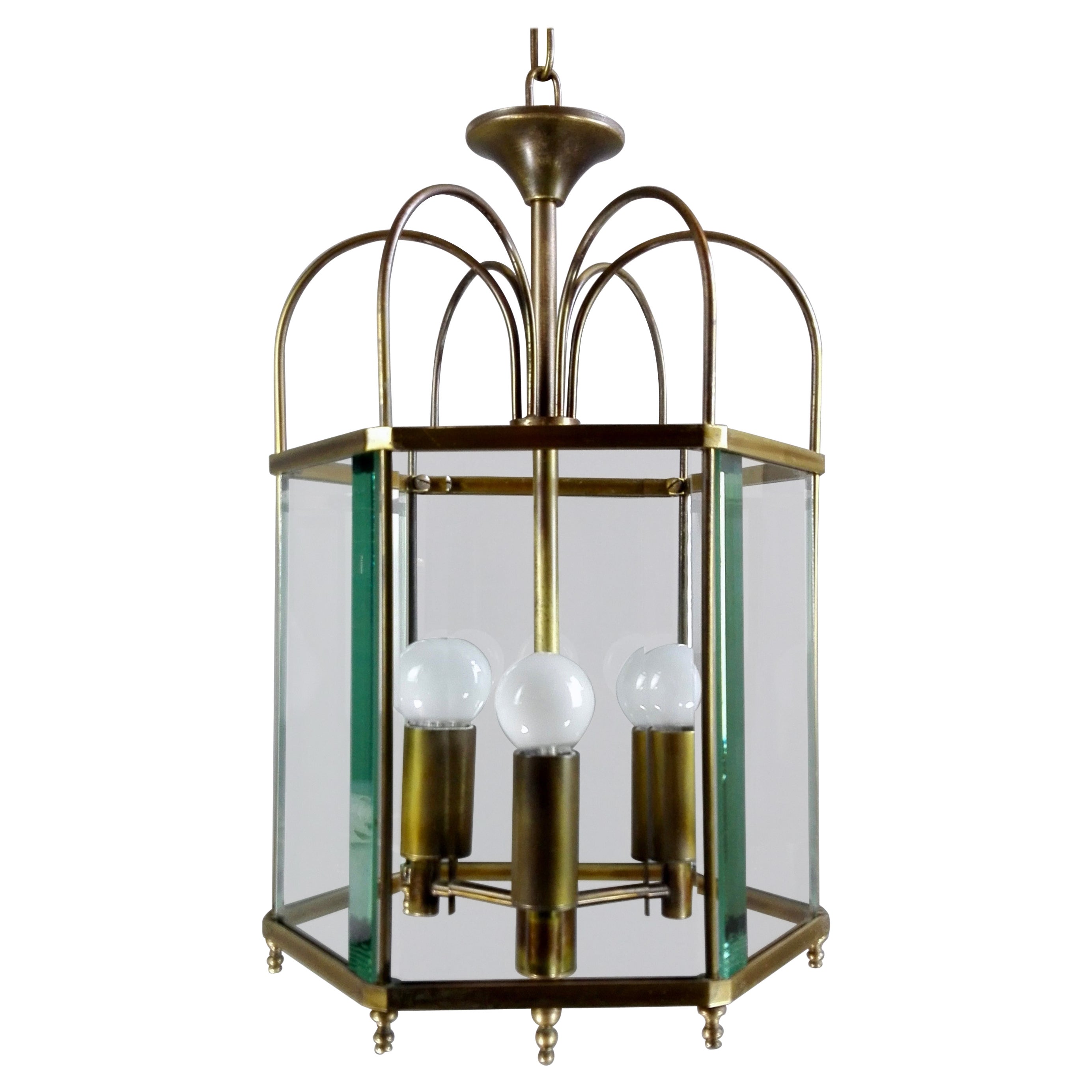 Italian Vintage Large Size Rectangular Painted ThreeLight Lantern For Sale at 1stDibs lantern