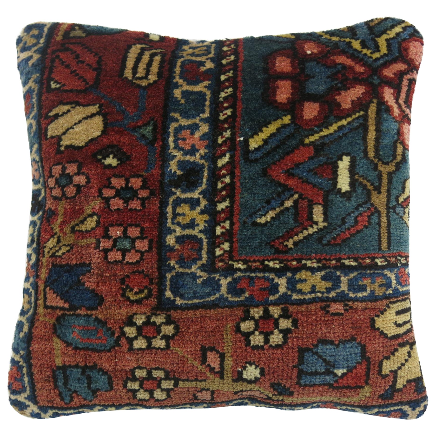 Light blue Persian Heriz Rug Pillow at 1stDibs