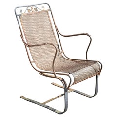 Vintage Woodard Wrought Iron Maple Leaf Garden Patio Bouncer Spring Chair
