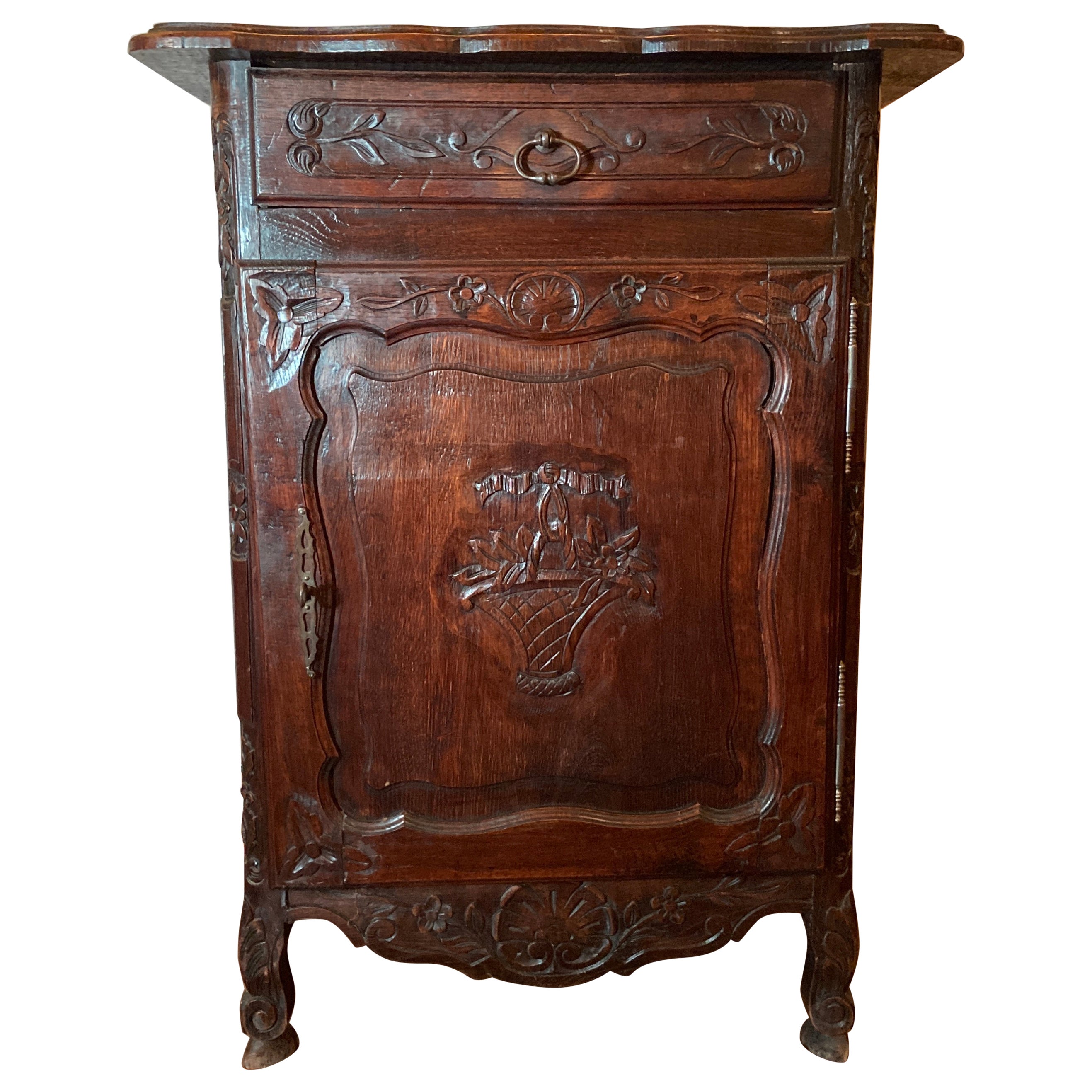 Ancienne commode provinciale française en chêne, vers 1860