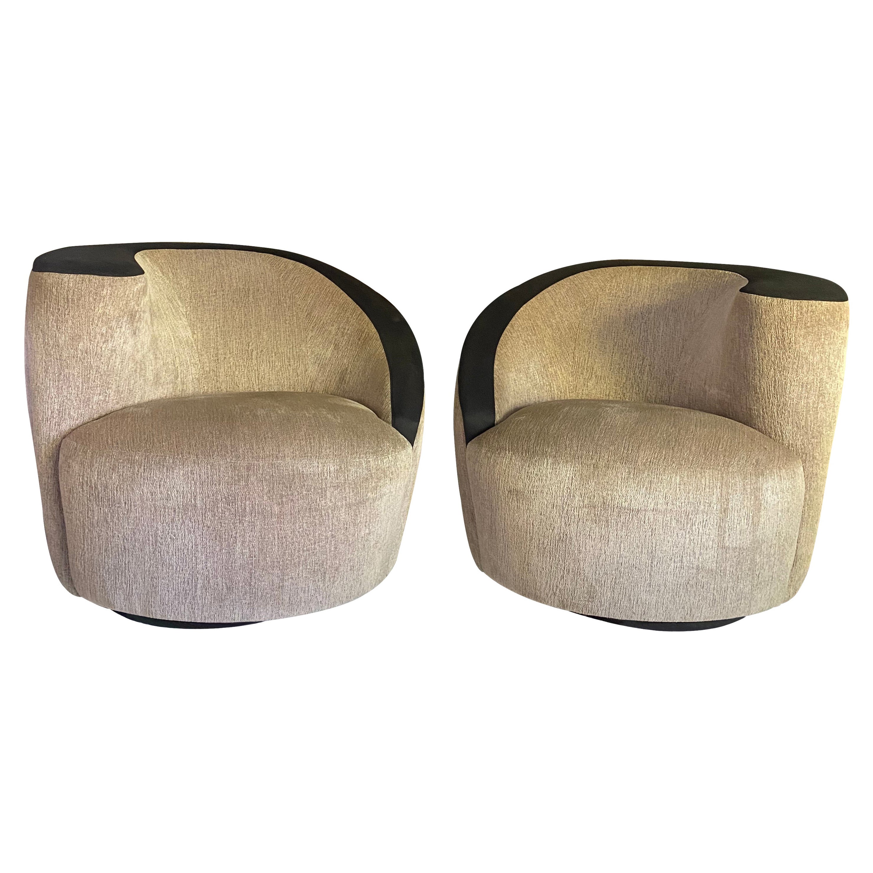 Weiman "Nautilus" Swivel Chairs, a Pair