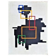 De Stijl Style Geometric Abstract Painting, Circa 1960