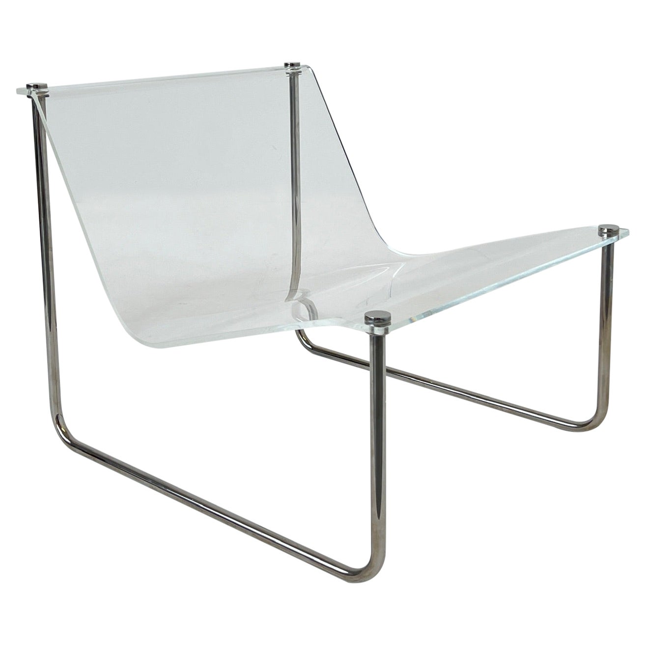 Lucite and Chrome Sling Chair by Charles Hollis Jones