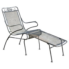 Retro Woodard Wrought Iron Garden Patio Lounge Chair with Removable Ottoman