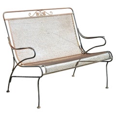Vintage Woodard Iron Maple Leaf Garden Patio Settee Loveseat Chair