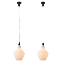 Pair of 1950s Lisa Johansson-Pape Glass & Metal Ceiling Lamps