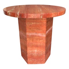 Red Travertine Marble Side Table by Le Lampade