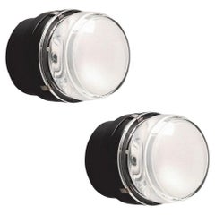 Used Pair of Joe Colombo 'Fresnel' Outdoor Wall Lamps in Black for Oluce