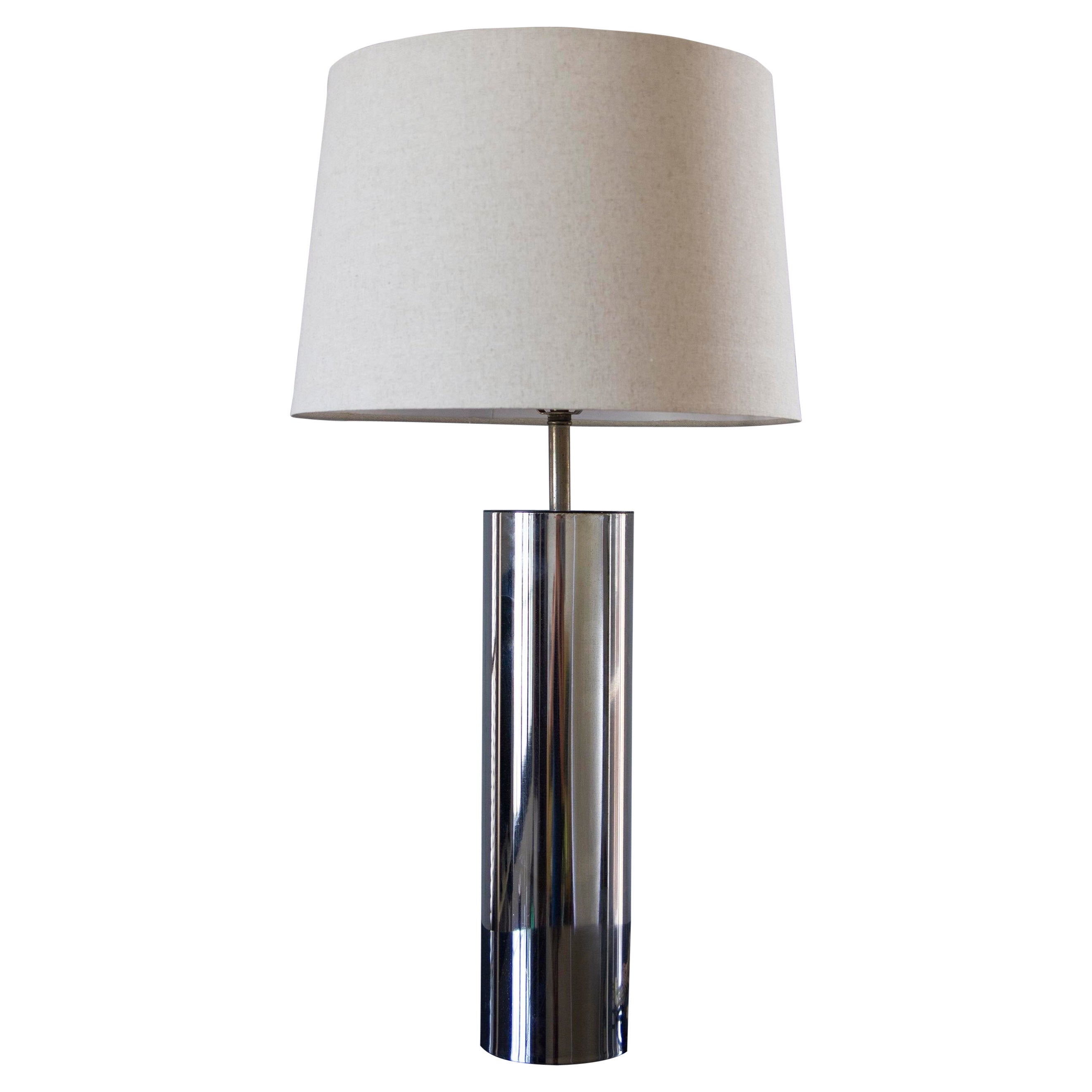 1970 George Kovacs Minimalistic Chrome Cylinder Table Lamp, Rewired For Sale