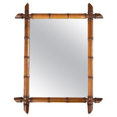 French Faux Bamboo Carved Mirror, circa 1920