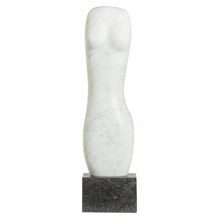 Figurative Marble Sculpture on Granite Base For Sale