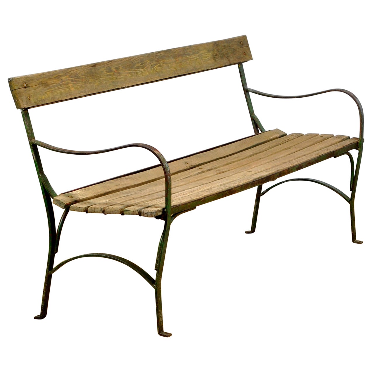 French Faux Bois Cast Iron Park Bench For Sale at 1stDibs