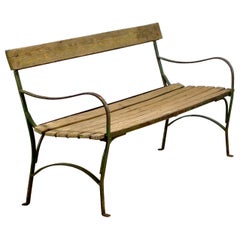 Vintage Iron and Pine Garden /Park Bench, 1930s