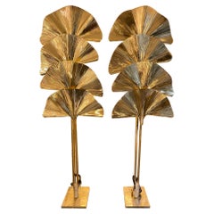 Two Italian "Palm Tree" Floor Lamps in Brass