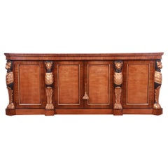 Drexel Heritage Empire Style Sideboard or Bar Cabinet With Carved Lions