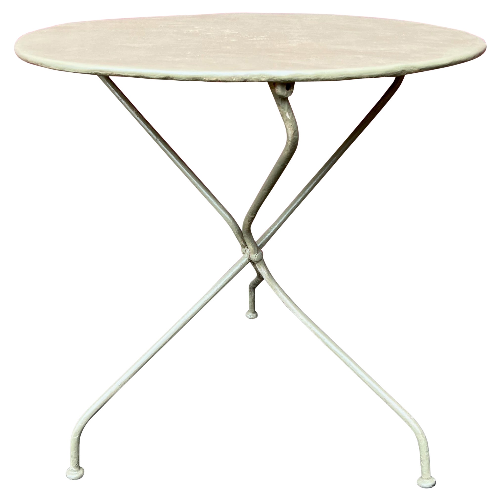 Small Green Painted Folding French Bistro Table For Sale