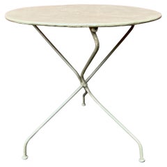 Used Small Green Painted Folding French Bistro Table