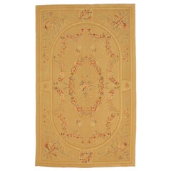 Aubusson Chinese Rug Floral Design with Medallion Field, 21st Century