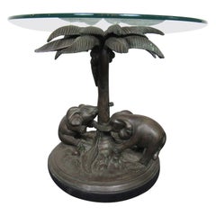 Vintage Bronze Safari-Themed End Table 
