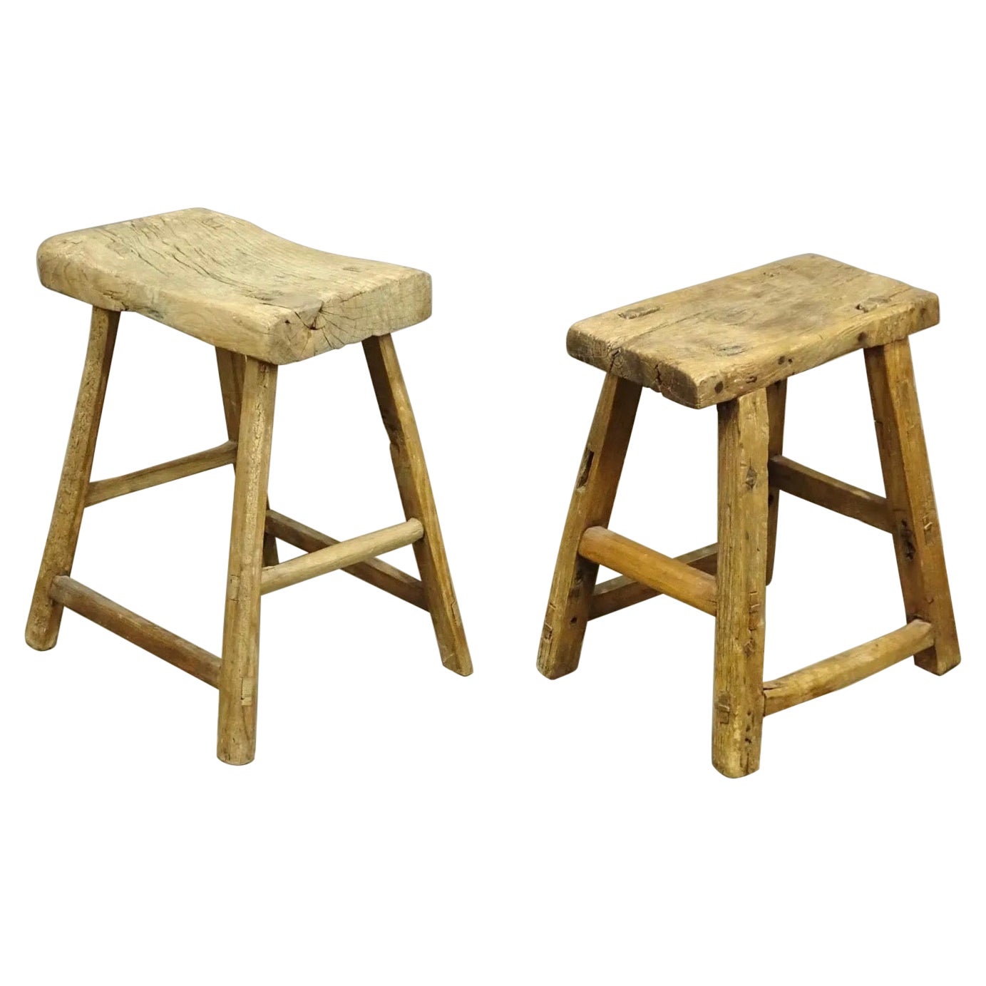 Two Rustic Chinese Stools, Sold Separately