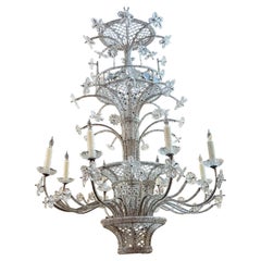 Antique Italian Beaded Crystal Chandelier with 8 Lights