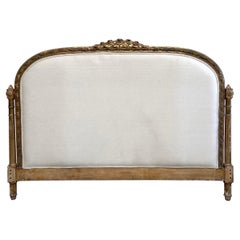 Vintage Giltwood Queen Size French Upholstered Headboard