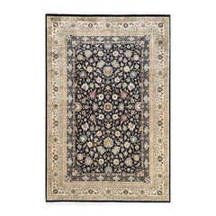 One-of-a-kind Hand Knotted Traditional Tribal Mogul Black Area Rug