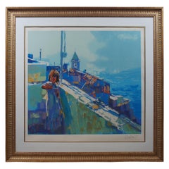 1979 Nicola Simbari Italian Impressionist Seascape Serigraph Print Jennifer