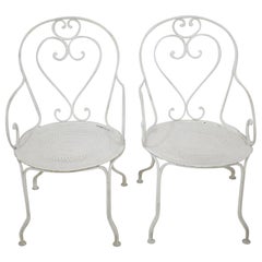 Pair of Early 20th Century French Painted Iron Garden Chairs