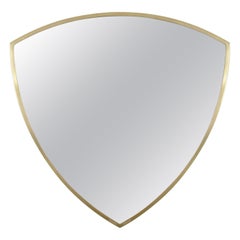 Midcentury Brass Shield Shaped Wall Mirror, Gio Ponti (Attr.), Italy 1950s