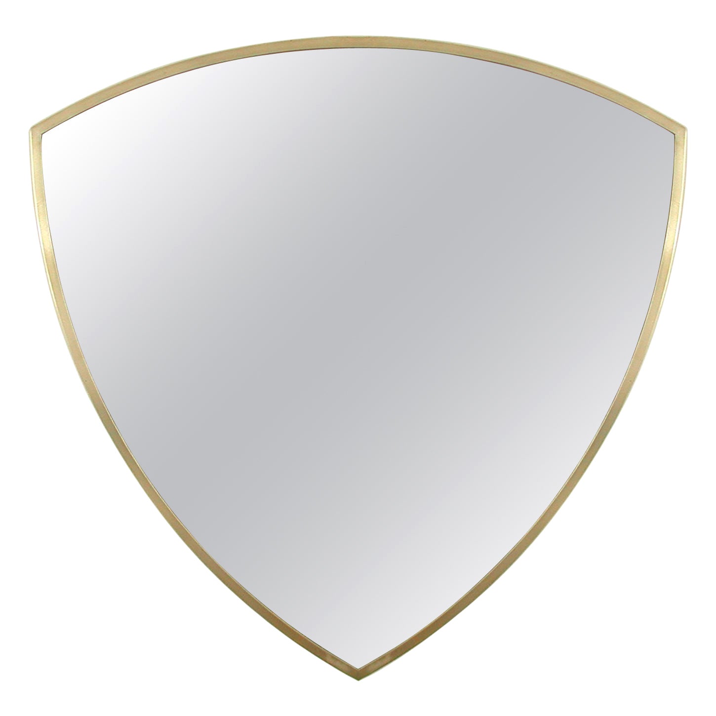 Midcentury Brass Shield Shaped Wall Mirror, Gio Ponti Style, Italy 1950s