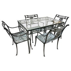 Vintage Neoclassical Style Cast Aluminum 5PC Outdoor Patio Dining Set