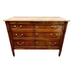 Antique French Mahogany and Marble Top Sideboard Credenza Buffet