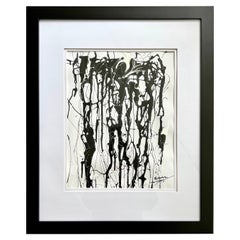 Original Black and White Abstract Painting Titled Night Rain by Arlene Carr