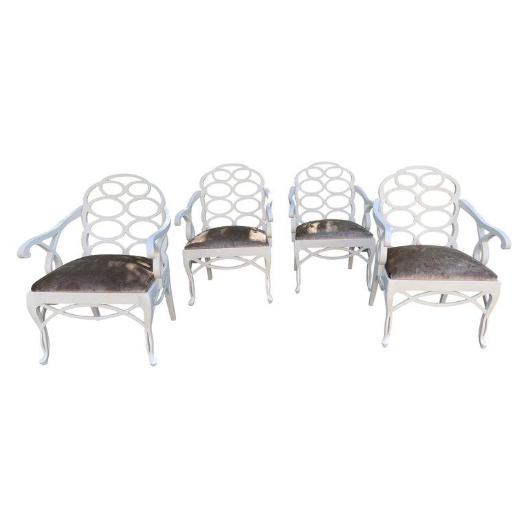 Set of Four Frances Elkins Loop Arm Chairs  For Sale