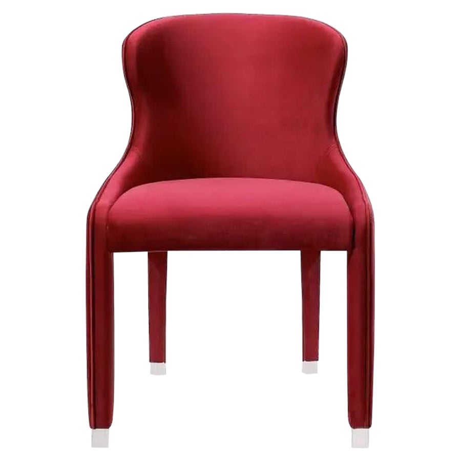 Contemporary Dining Chair Deep Red Velvet
