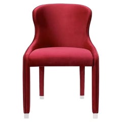Chaise de salle à manger contemporaine rouge foncé en velours
