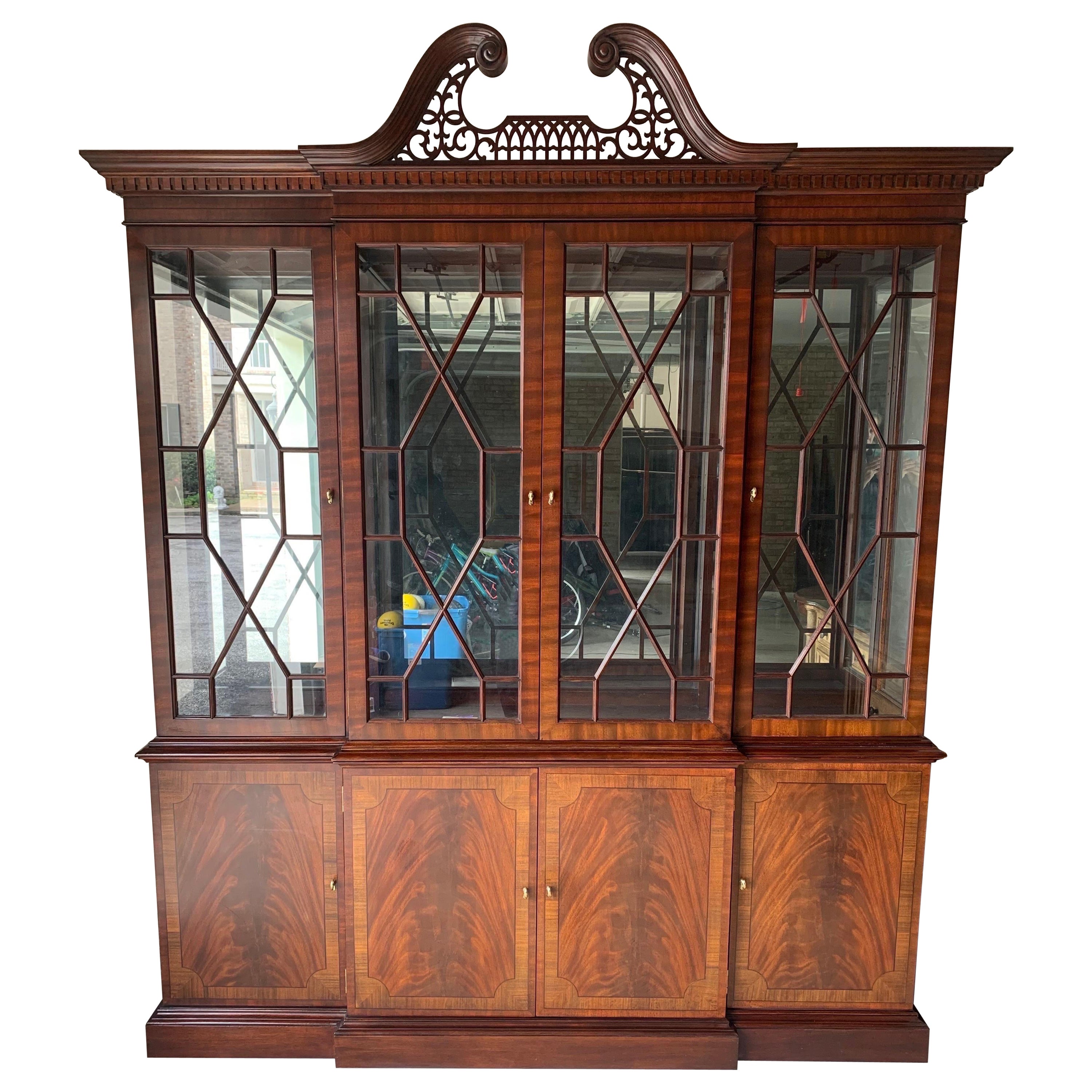 Beacon Hill Flame Mahogany Breakfront China Cabinet at 1stDibs