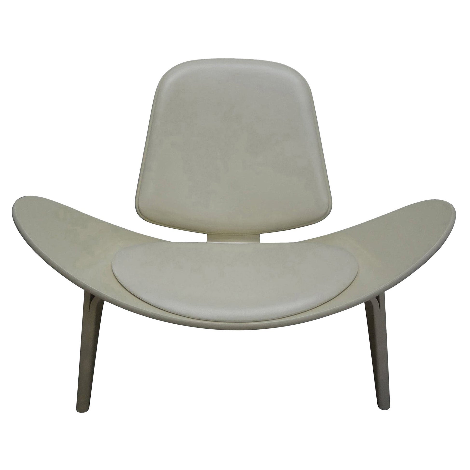 Silla icónica Hans Wegner del siglo XX, lacada y concha de cuero