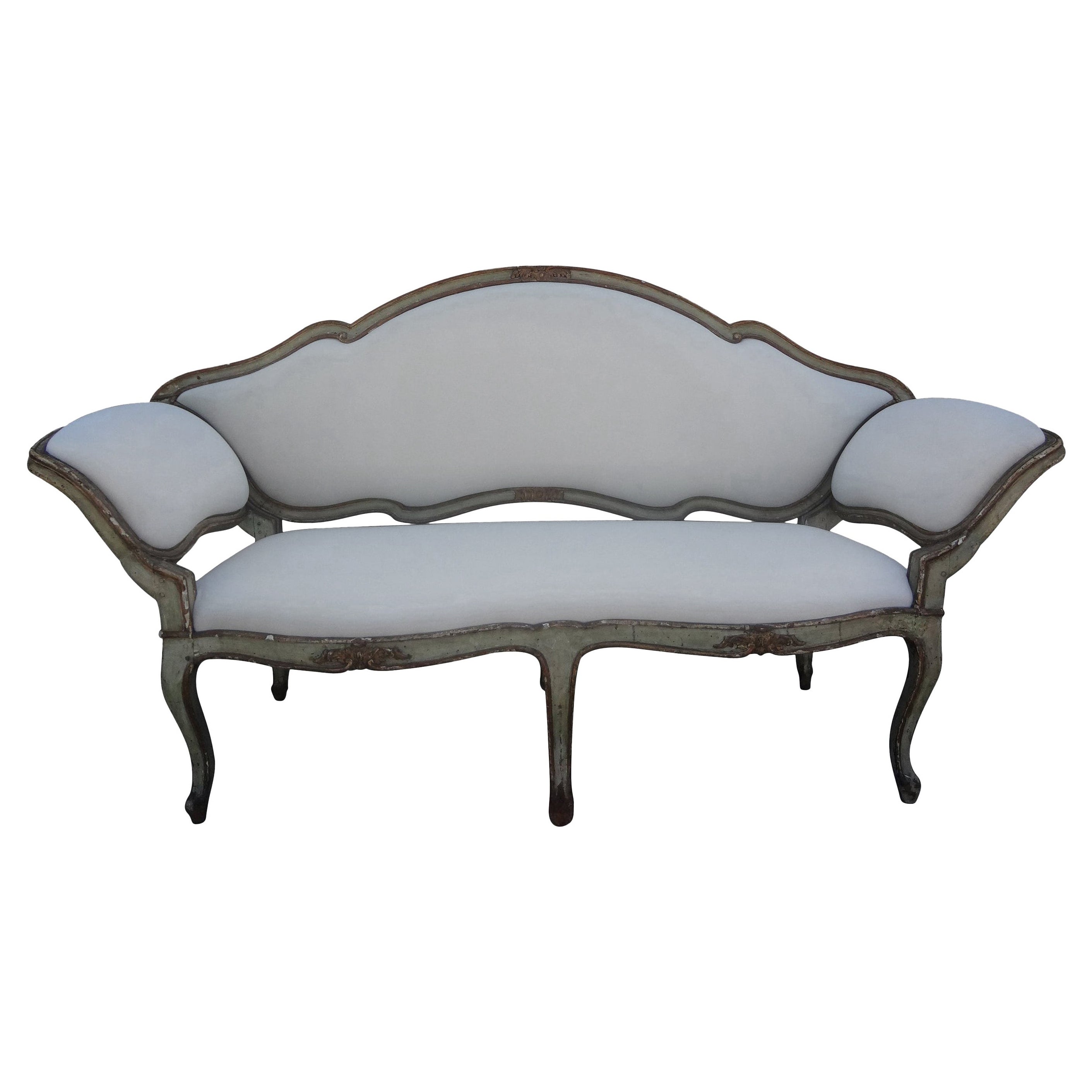 17th Century Venetian Painted and Parcel Gilt Gondola Sofa