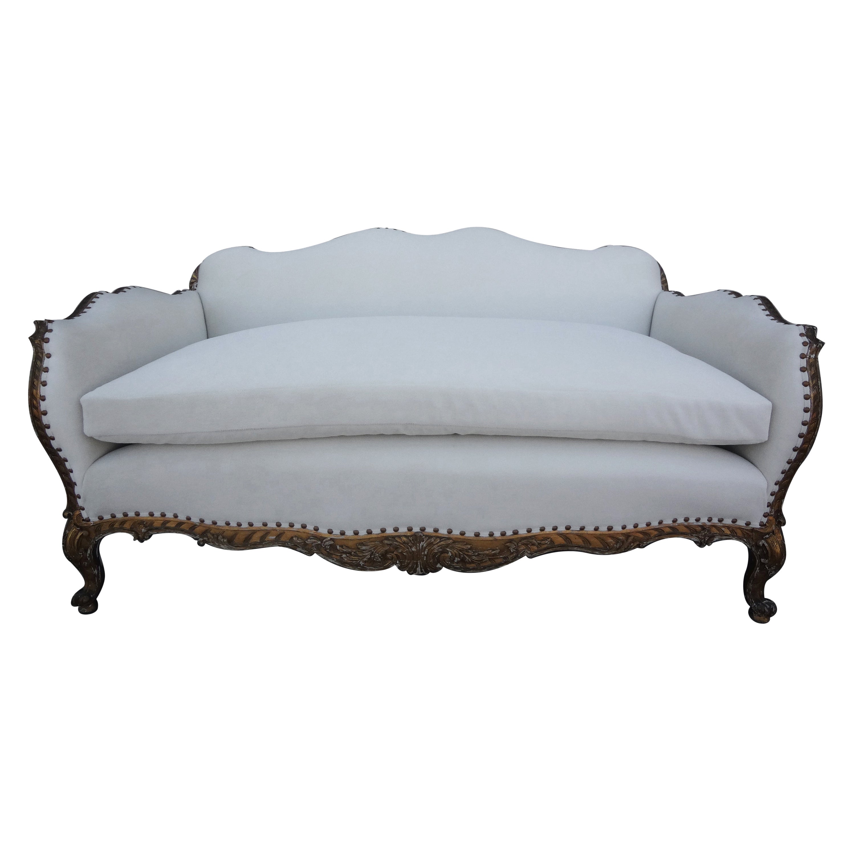 Pair of Regency Style Sofas or Loveseats Gold Upholstery at 1stDibs