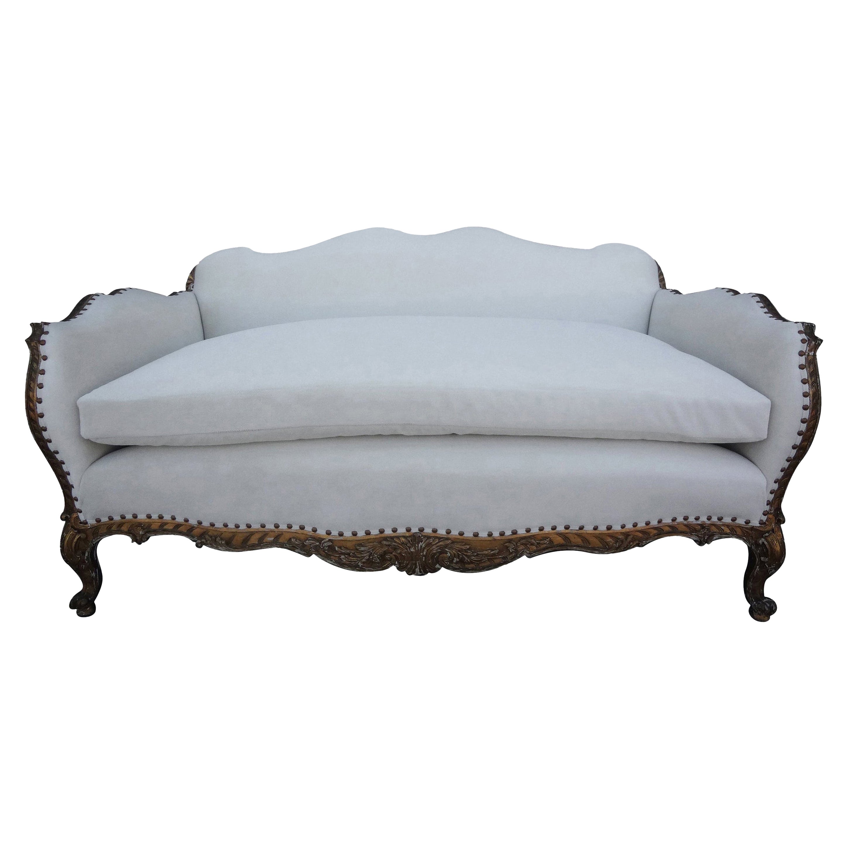 19th Century French Régence Style Giltwood Loveseat or Sofa