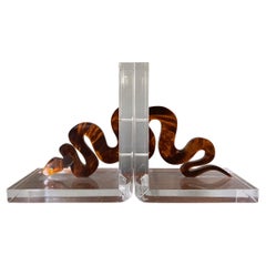 Serre-livres sculpturaux en forme de serpent en lucite de Spisani