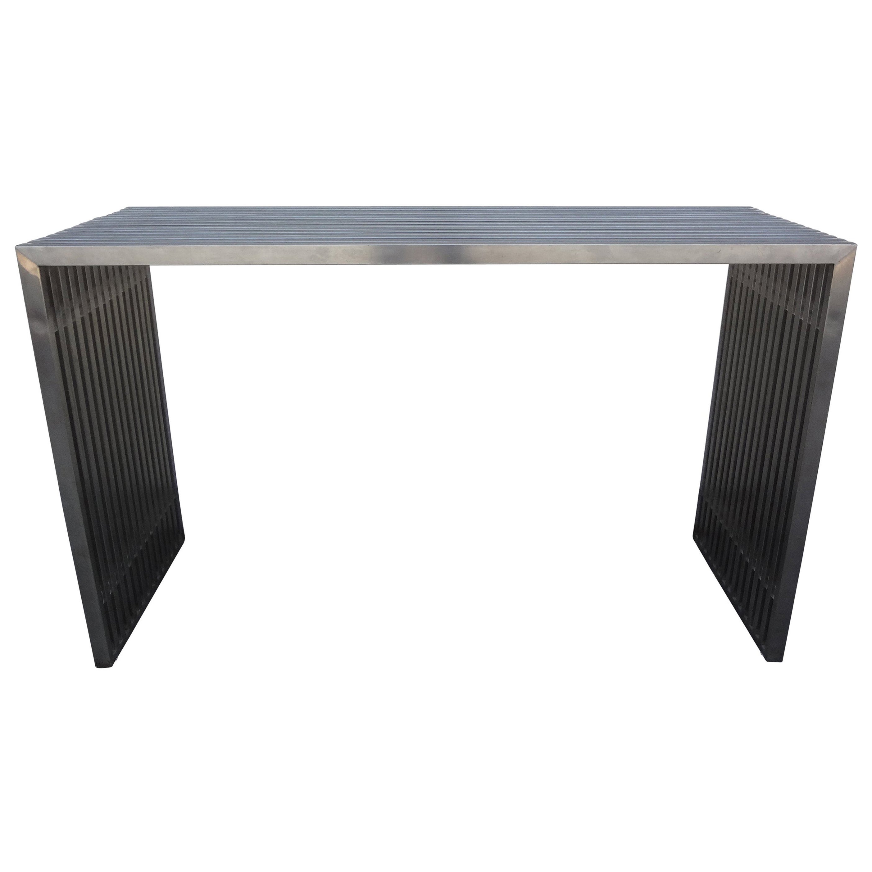 Midcentury Stainless Steel and Acrylic Console Table