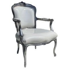 Solid Aluminum Bergere Chair in White Vinyl