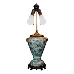 Famille Rose Export Porcelain Water Bottle Lamp, 19th Century