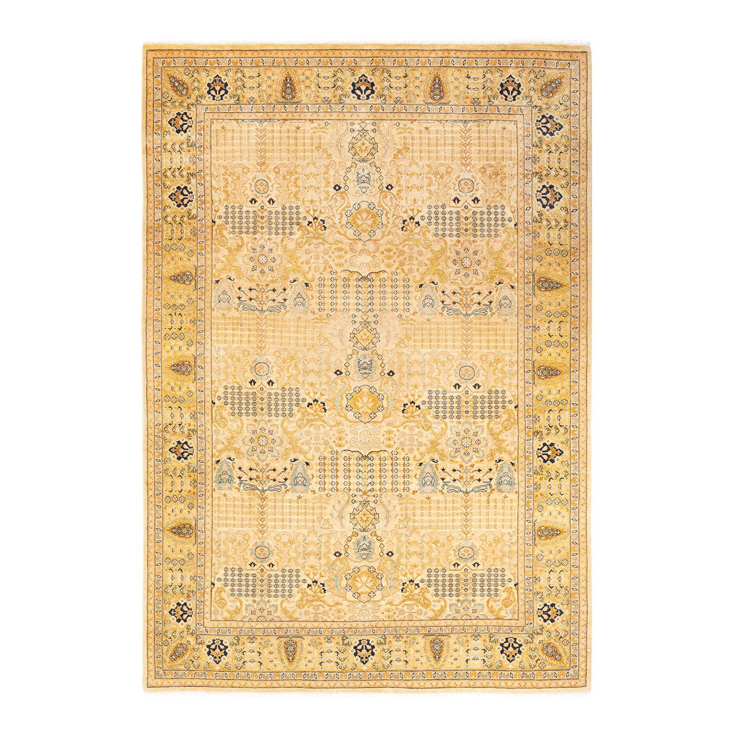 One-of-a-kind Hand Knotted Oriental Mogul Ivory Area Rug