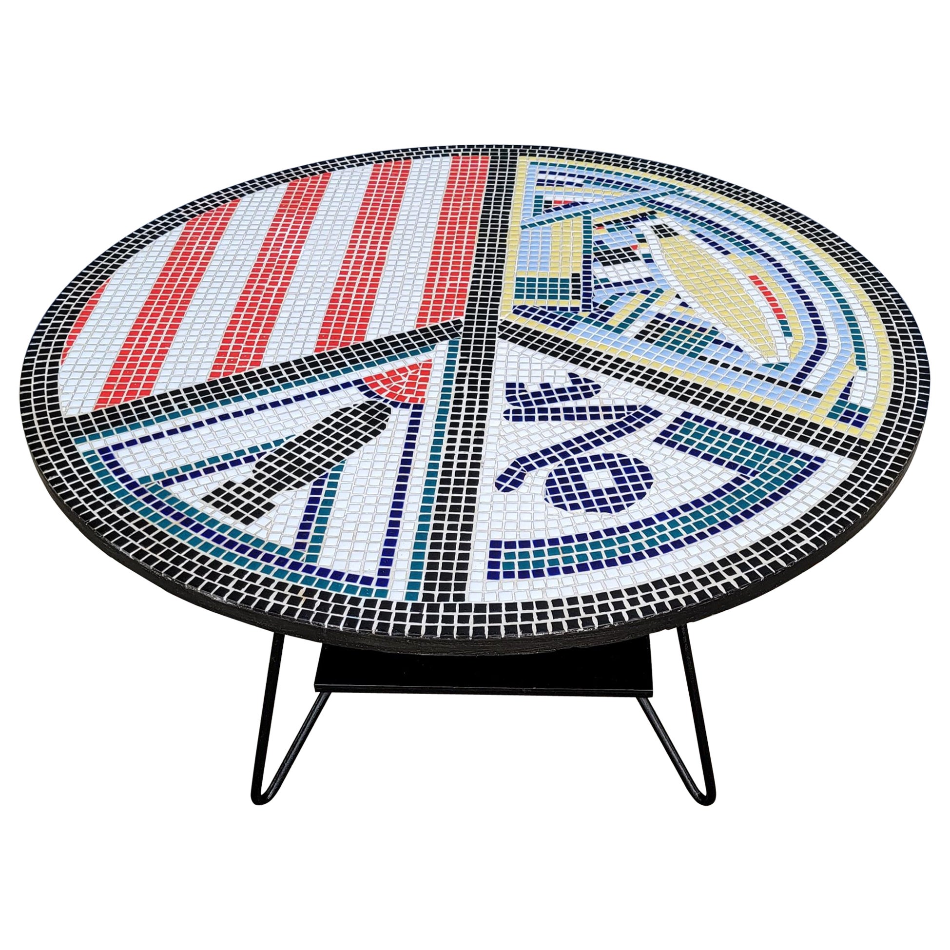 Round Mosaic Tile Coffee Table Lazy Susan