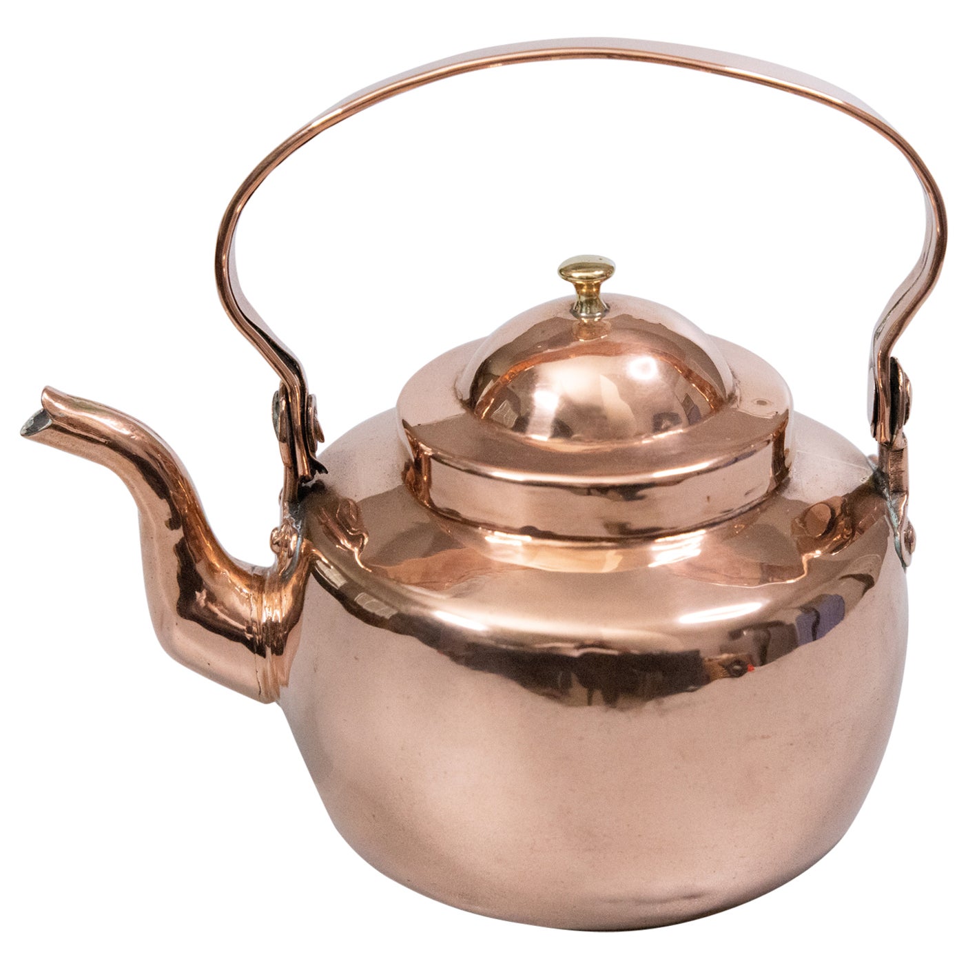 Vintage Brass Miniature Kettle Decorative Ornament two-piece with adjustable handle
